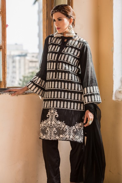 Embroidered  Shirt With Slip & Trouser