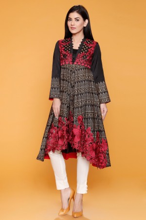 Embroidered Asymmetrical  Silk Kurta