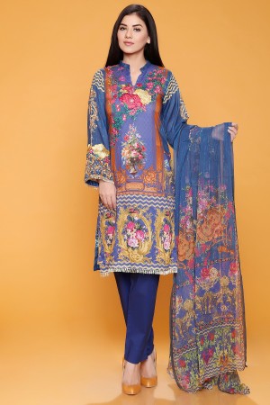 Embroidered Shirt With Chiffon Dupatta